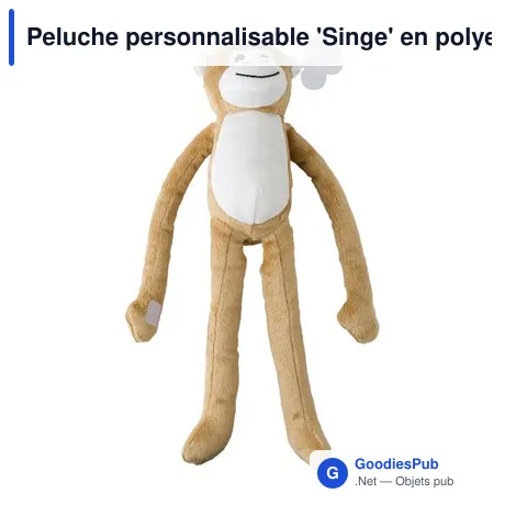 Peluche personnalisable 'Singe' en polyester avec logo