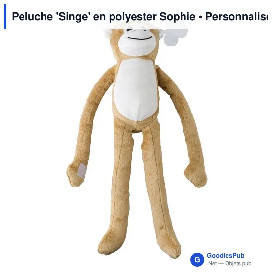 Peluche personnalisable 'Singe' en polyester avec logo - Image 1