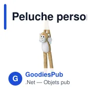 Peluche personnalisable 'Singe' en polyester avec logo - Miniature 2