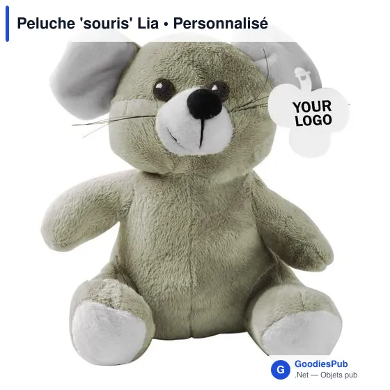 Peluche personnalisable 'souris' Lia avec logo - Image 1