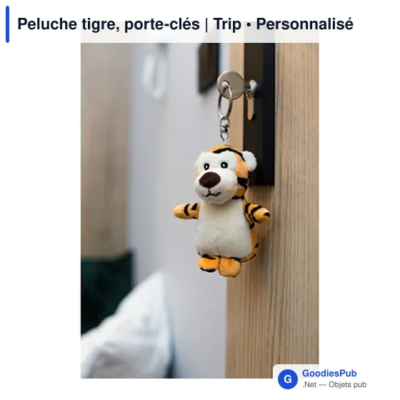 Porte-clés en peluche personnalisable Tigre avec logo - Image 2