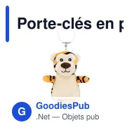 Porte-clés en peluche personnalisable Tigre avec logo - Miniature 4