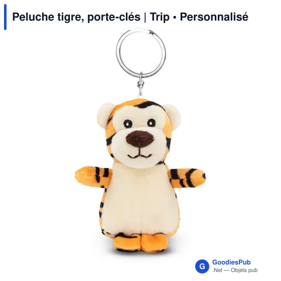 Porte-clés en peluche personnalisable Tigre avec logo - Image 4