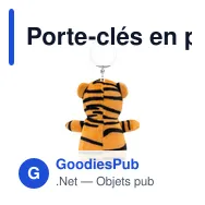 Porte-clés en peluche personnalisable Tigre avec logo - Miniature 5