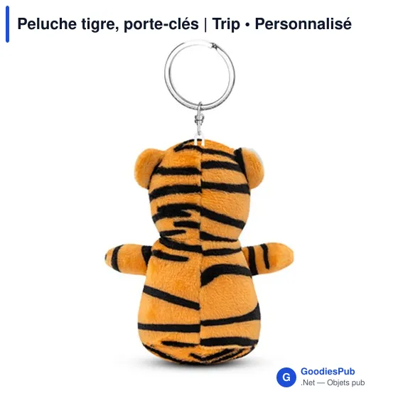 Porte-clés en peluche personnalisable Tigre avec logo - Image 5
