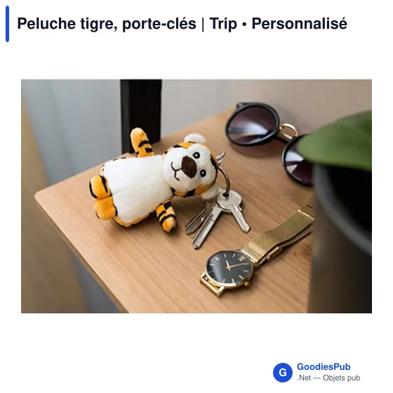 Porte-clés en peluche personnalisable Tigre avec logo - Image 6