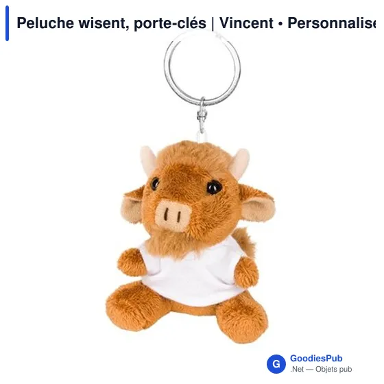 Porte-clés en peluche personnalisable avec logo - Wisent Vincent - Image 2