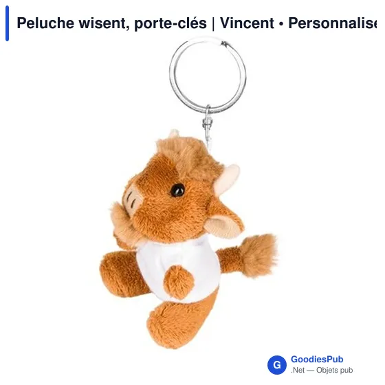 Porte-clés en peluche personnalisable avec logo - Wisent Vincent - Image 3