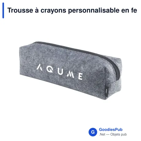Trousse à crayons personnalisable en feutre RPET - Logo bienvenu