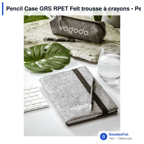 Trousse à crayons personnalisable en feutre RPET - Logo bienvenu - Image 9