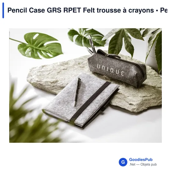Trousse à crayons personnalisable en feutre RPET - Logo bienvenu - Image 10