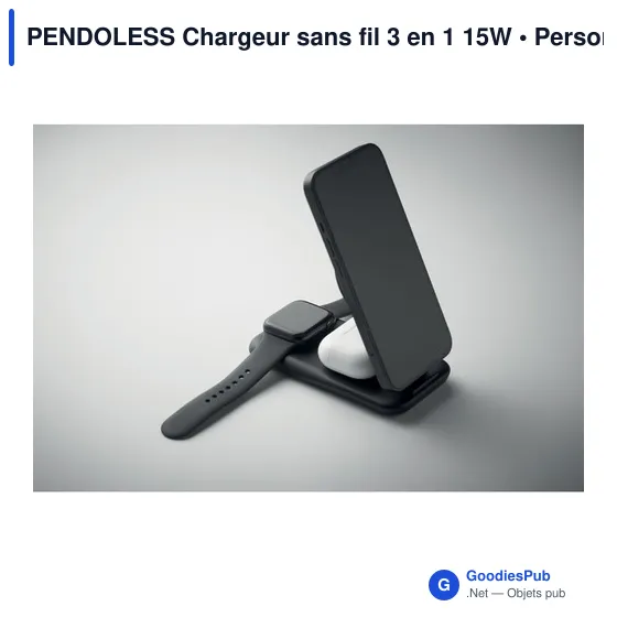 Chargeur sans fil 3 en 1 personnalisable avec logo - PENDOLESS - Image 3