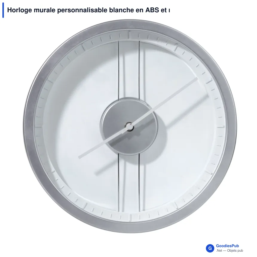 Horloge murale personnalisable blanche en ABS et métal avec logo - Pendule - Image 2