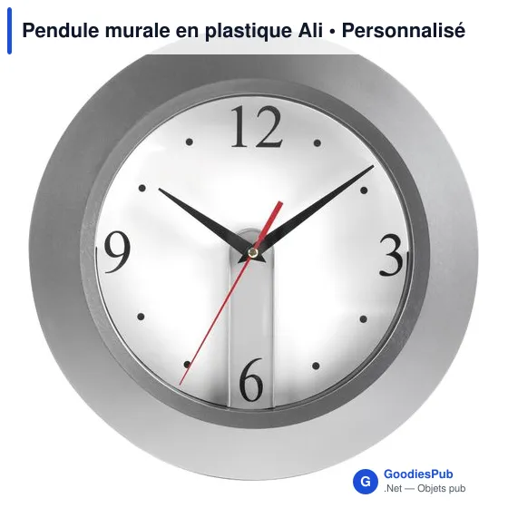 Pendule murale personnalisable en plastique avec logo - Ali - Image 1