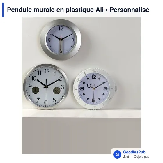 Pendule murale personnalisable en plastique avec logo - Ali - Image 2