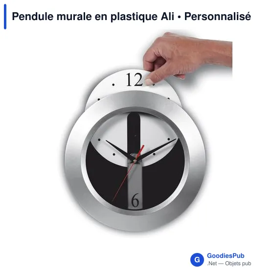 Pendule murale personnalisable en plastique avec logo - Ali - Image 3