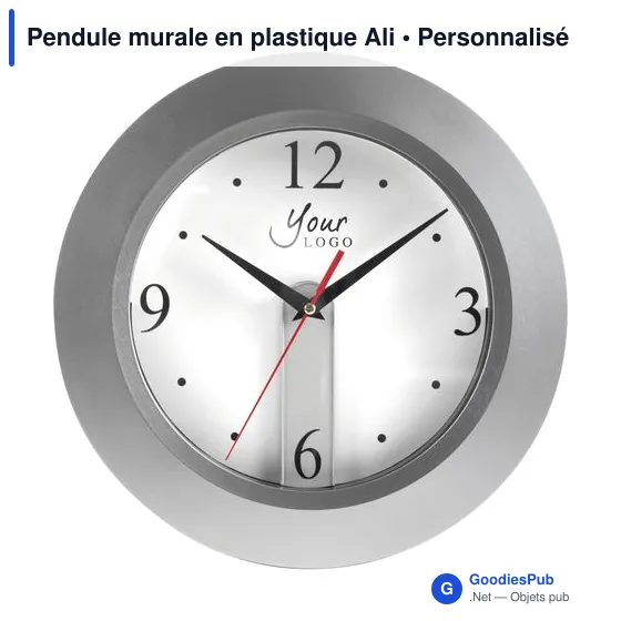 Pendule murale personnalisable en plastique avec logo - Ali - Image 4