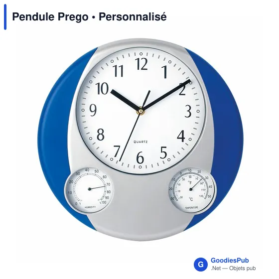 Pendule Prego personnalisable avec logo pour bureau - Image 1