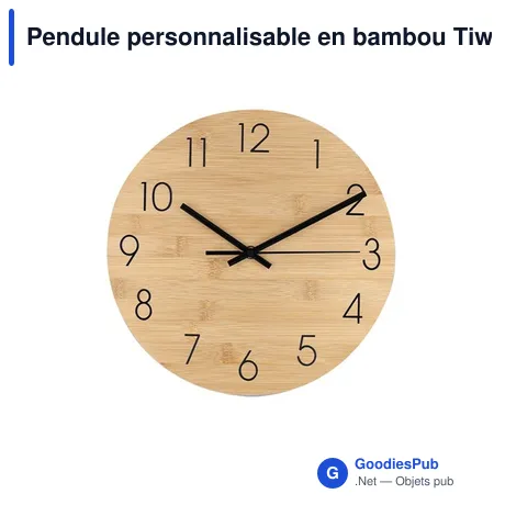 Pendule personnalisable en bambou Tiwel avec logo