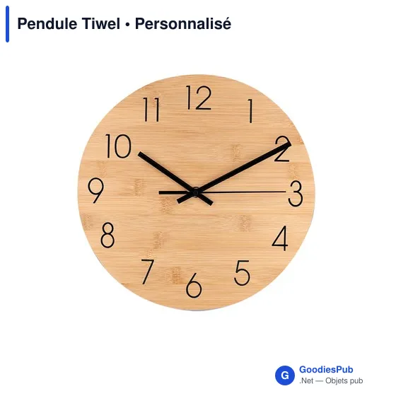 Pendule personnalisable en bambou Tiwel avec logo - Image 2