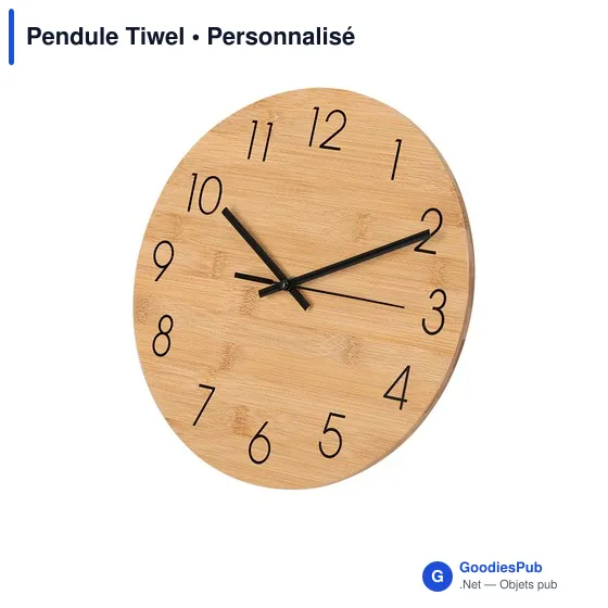 Pendule personnalisable en bambou Tiwel avec logo - Image 3