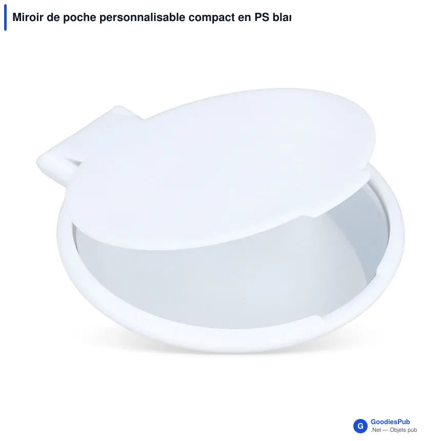 Miroir de poche personnalisable compact en PS blanc avec logo - Charm - Image 2