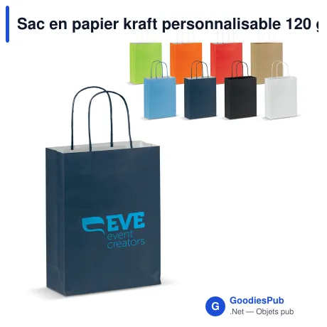 Sac en papier kraft personnalisable 120 g/m² avec logo - Petit format