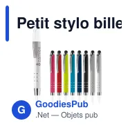 Petit stylo bille personnalisable en aluminium avec stylet avec logo - Mini Stylet - Miniature 1
