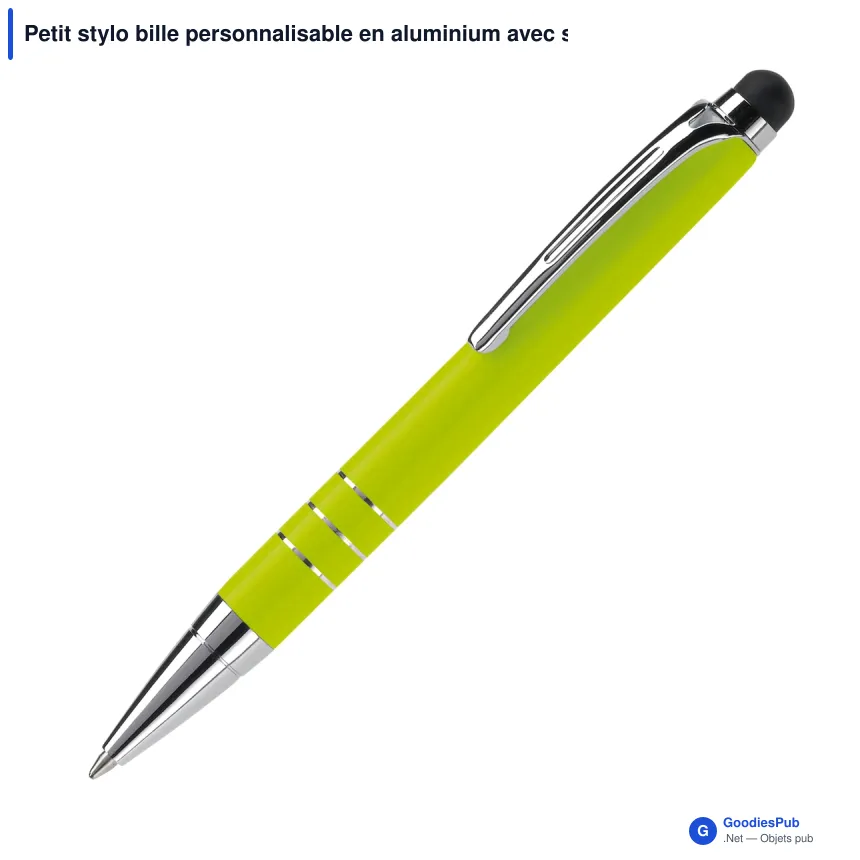 Petit stylo bille personnalisable en aluminium avec stylet avec logo - Mini Stylet - Image 7