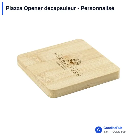 Décapsuleur personnalisable en bambou avec logo - Piazza Opener - Image 1