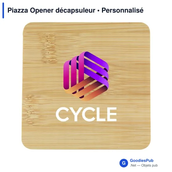 Décapsuleur personnalisable en bambou avec logo - Piazza Opener - Image 2