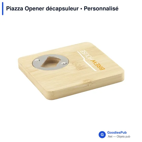 Décapsuleur personnalisable en bambou avec logo - Piazza Opener - Image 5