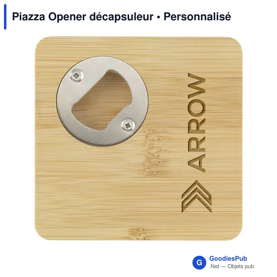 Décapsuleur personnalisable en bambou avec logo - Piazza Opener - Image 6