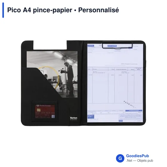 Pince-papier personnalisable A4 en polyester - Picoavec logo - Image 1