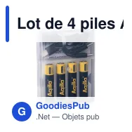 Lot de 4 piles AAA personnalisable rechargeables USB-C 600 mAh avec logo - Aqiila - Miniature 2