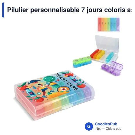 Pilulier personnalisable 7 jours coloris assortis avec logo - Joseph