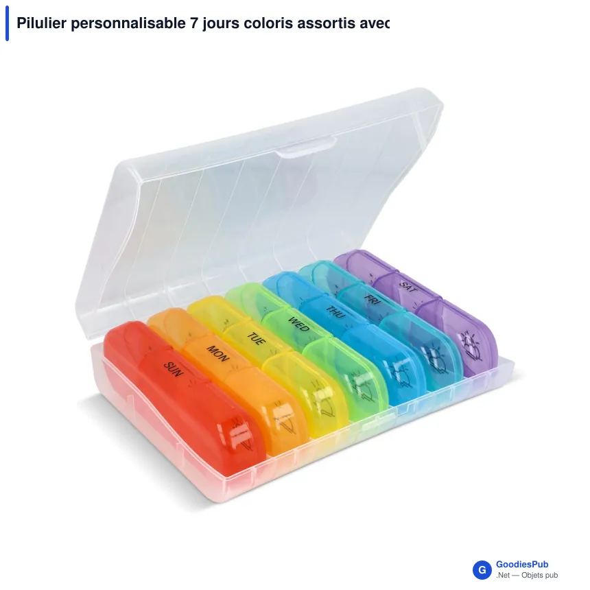 Pilulier personnalisable 7 jours coloris assortis avec logo - Joseph - Image 2