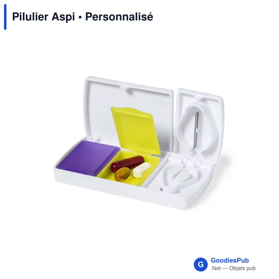 Pilulier personnalisable avec logo - Pilulier Aspi - Image 1