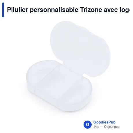 Pilulier personnalisable Trizone avec logo - 3 compartiments