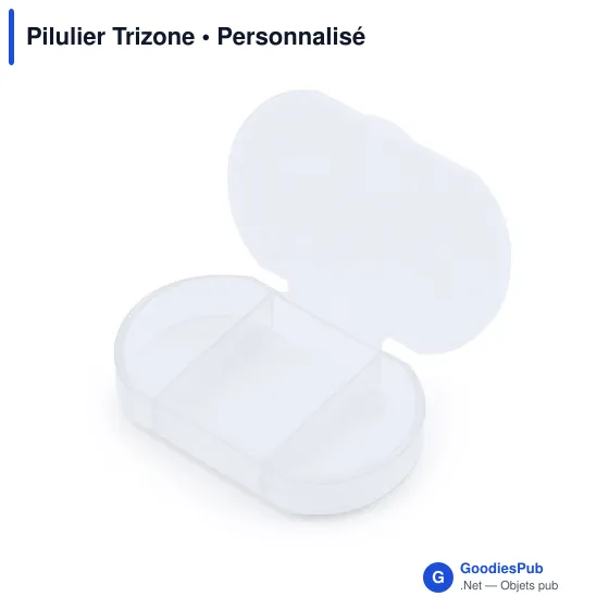 Pilulier personnalisable Trizone avec logo - 3 compartiments - Image 1