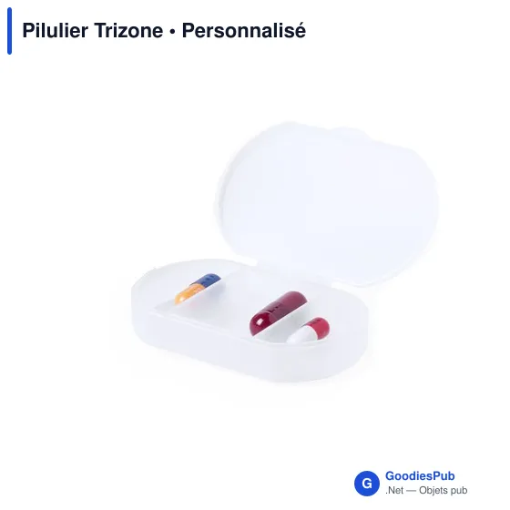 Pilulier personnalisable Trizone avec logo - 3 compartiments - Image 2