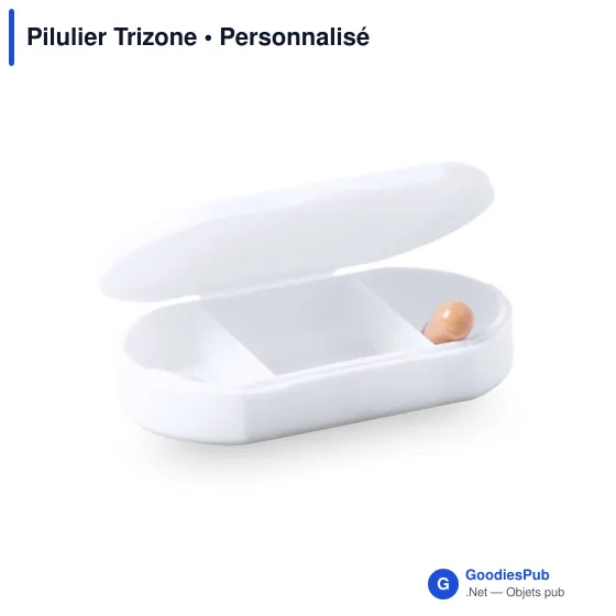 Pilulier personnalisable Trizone avec logo - 3 compartiments - Image 11