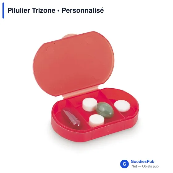 Pilulier personnalisable Trizone avec logo - 3 compartiments - Image 5