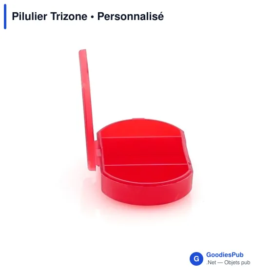 Pilulier personnalisable Trizone avec logo - 3 compartiments - Image 7