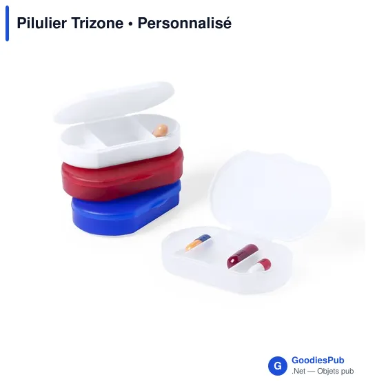 Pilulier personnalisable Trizone avec logo - 3 compartiments - Image 8