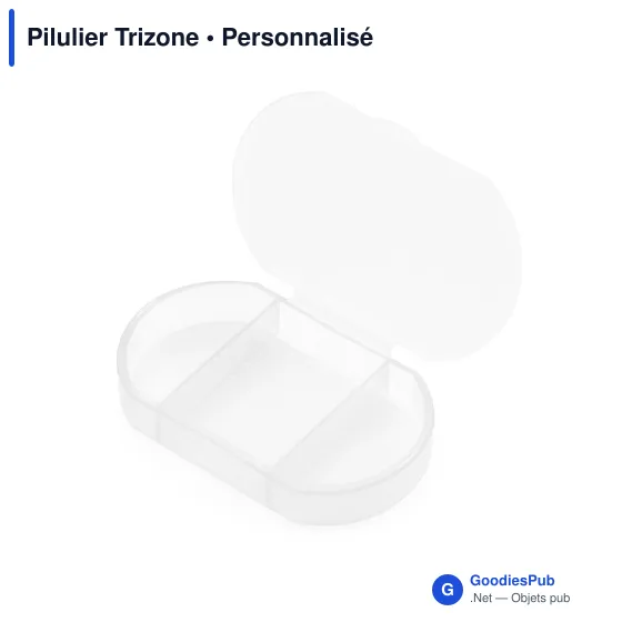 Pilulier personnalisable Trizone avec logo - 3 compartiments - Image 9