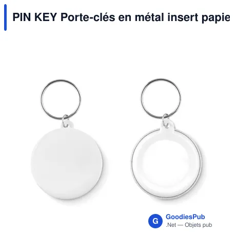 PIN KEY Porte-clés en métal insert papier