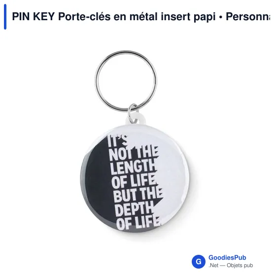 PIN KEY Porte-clés en métal insert papier - Image 3