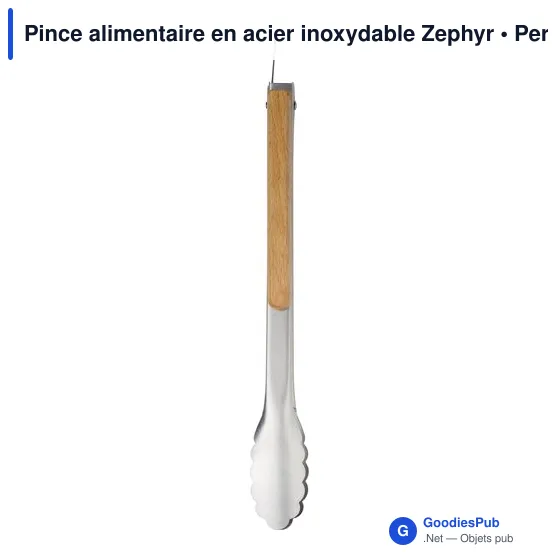 Pince alimentaire personnalisable en acier inoxydable - Zephyravec logo - Image 1