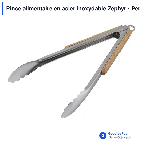 Pince alimentaire personnalisable en acier inoxydable - Zephyravec logo - Image 2